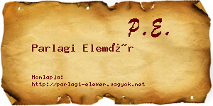 Parlagi Elemér névjegykártya